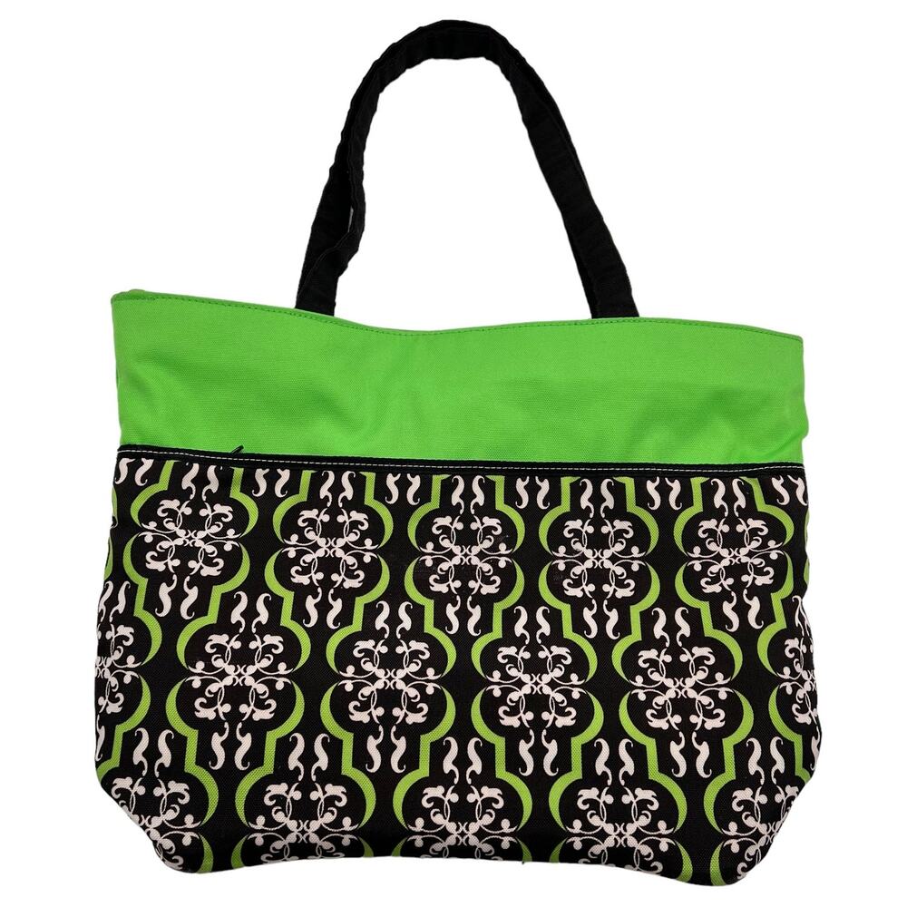 Womens Handbag Tote Jackie Studio C Geometric Pattern Pockets Black Green